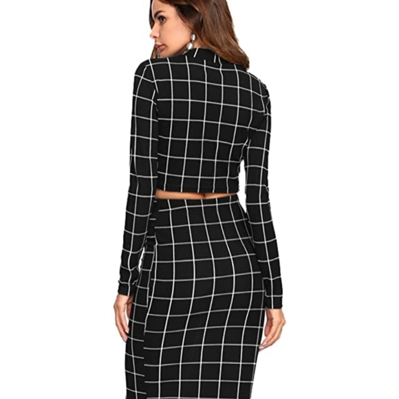 Women's Long sleeve crop top pencil midi skirt set - Picture 4 of 9